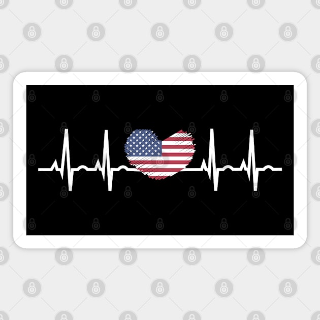 US Flag Heartbeat ECG Electrocardiography Magnet by Sal71